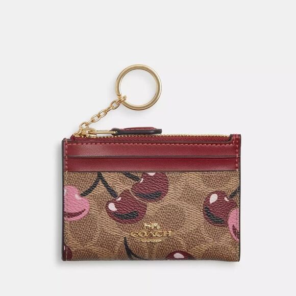 Coach Mini Skinny Id Case In Signature Canvas With Cherry Print - Picture 4 of 4
